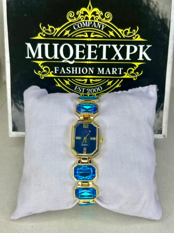 BLUE STONE DAIMOND GOLD+BLUE STRAP [PERIMIUM FEEL] HIGH QUALITY