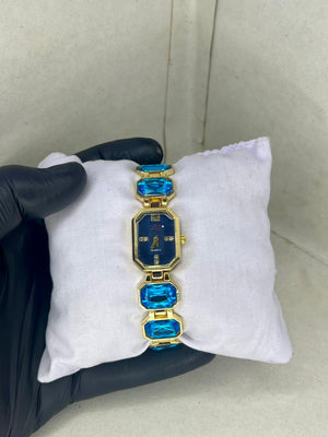 BLUE STONE DAIMOND GOLD+BLUE STRAP [PERIMIUM FEEL] HIGH QUALITY