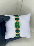 GAREEN STONE DAIMOND GOLD+GREEN STRAP [PERIMIUM FEEL+LOOK] HIGH QUALITY