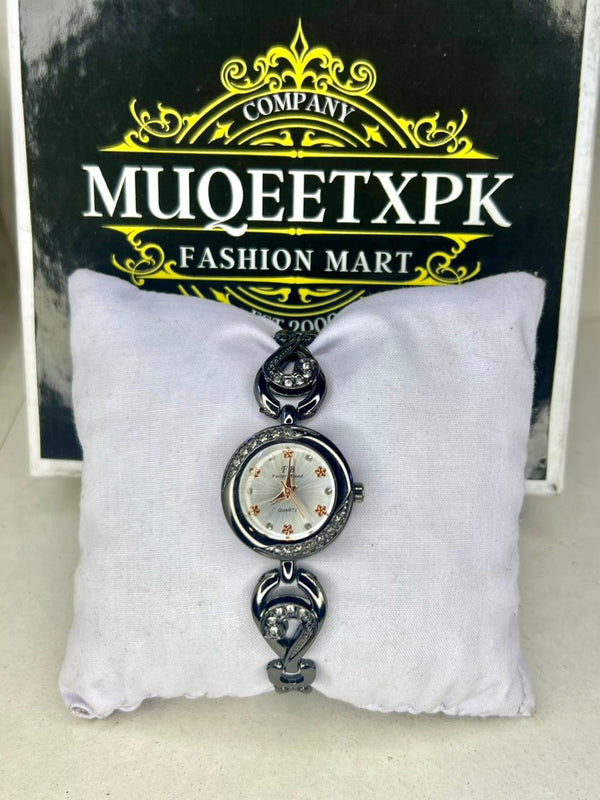 WHITE DILE BLACK STRAP WITH DAIMOND WORK ON STRAP [PERIMIUM NAKED] HIGH DEMAND